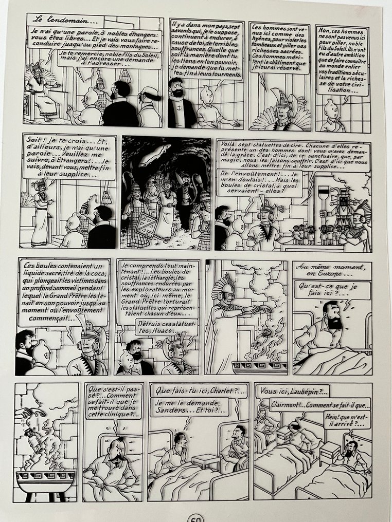 Tintin - Le Temple du Soleil - Film Cello trait noir A4 - Page 60 avec Tintin et le Grand Inca Fils du Soleil - 1 Print run #1.0