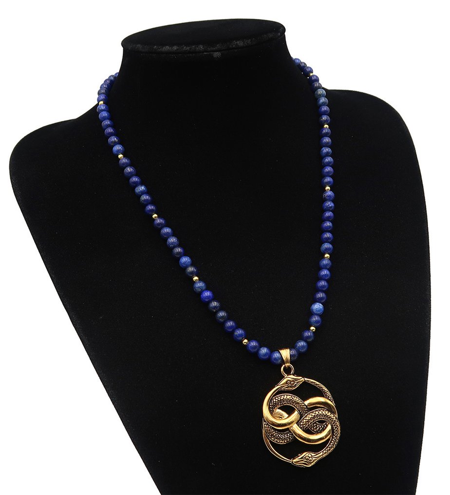 Λάπις λαζούλι - Ταλισμάν του Auryn Divin: Το Σήμα της Τύχης & της Αρμονίας - Κούμπωμα Χρυσού 14K Gold Filled. - Κολιέ με μενταγιόν #2.1