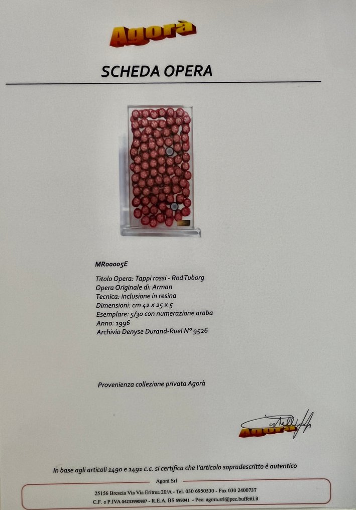 Fernandez Arman (1928-2005) - Tappi Rossi Rod #4.3