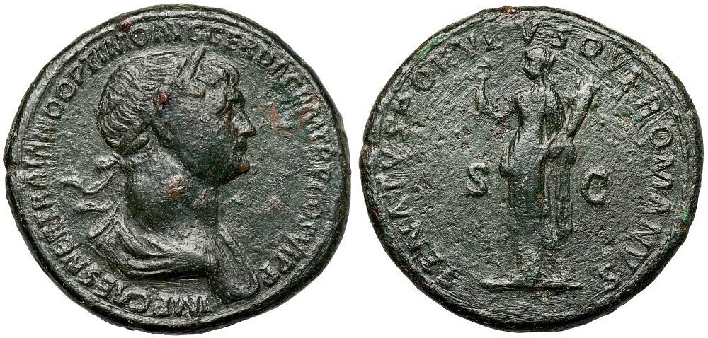 Império Romano. Trajano (98-117 d.C.). Sestertius Rome - Felicitas #2.1