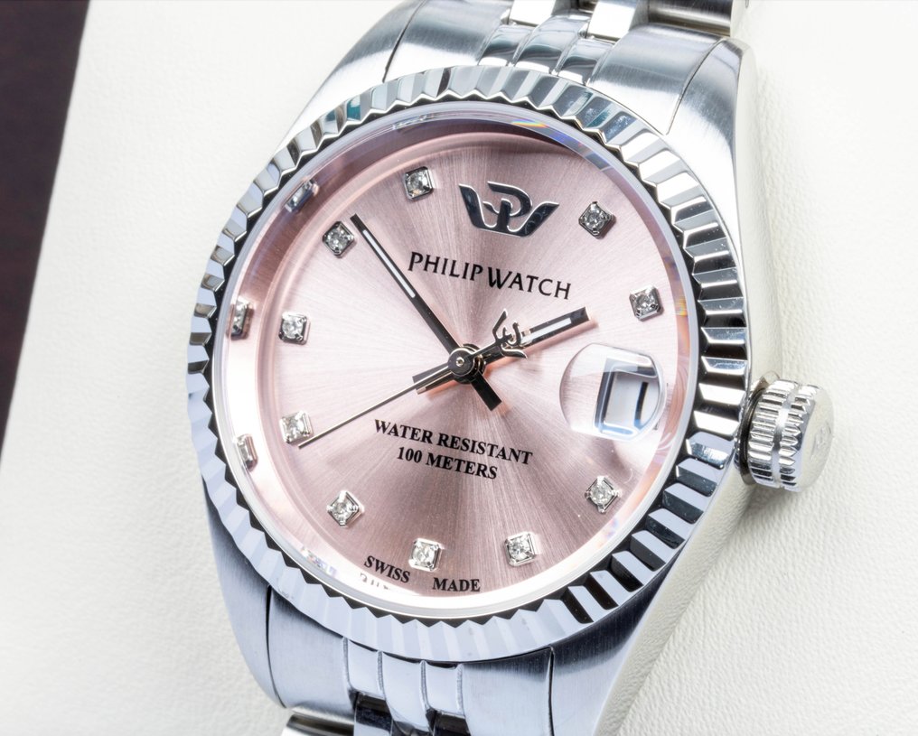 Philip Watch - Caribe Urban - Date - Pink - Diamonds - Swiss Made - 31 mm - FREE SHIPPING - Női - 2025 #1.0