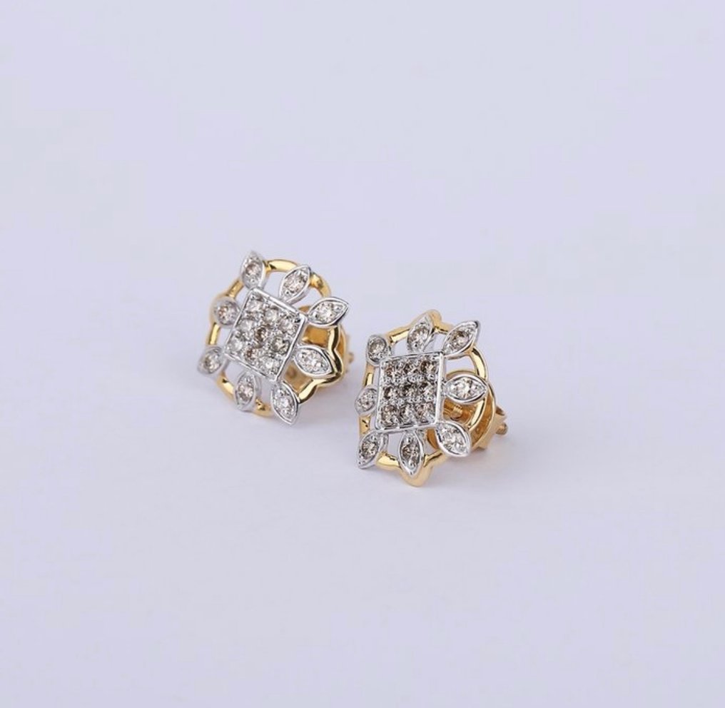 小型钉状耳环 - 14K包金 黄金 -  0.68ct. tw. 钻石 (天然) #1.0