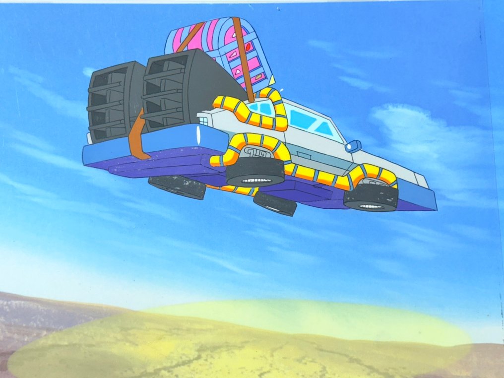 Universal Cartoon Studios - Eredeti animációs cel és rajz a DeLoreanról, háttérrel. - Back to the Future (TV series) #3.2