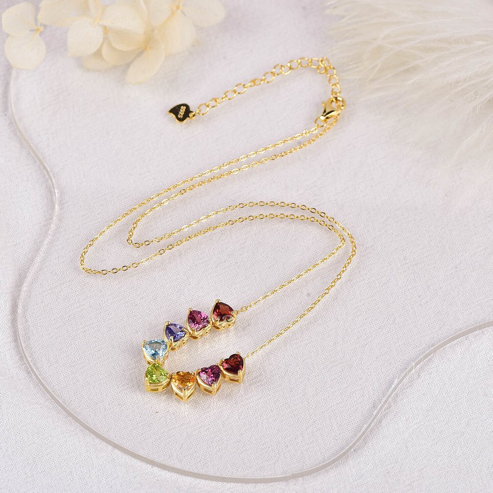 Senza prezzo di riserva - Collana Argento - Gemstones mistici - Certificato #1.0