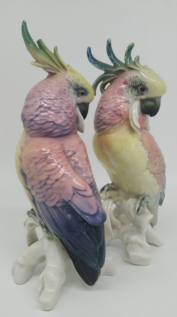 Statuetta - Karl Ens - Couple/Duo de Cacatoes 1930 (2) - Porcellana #2.1