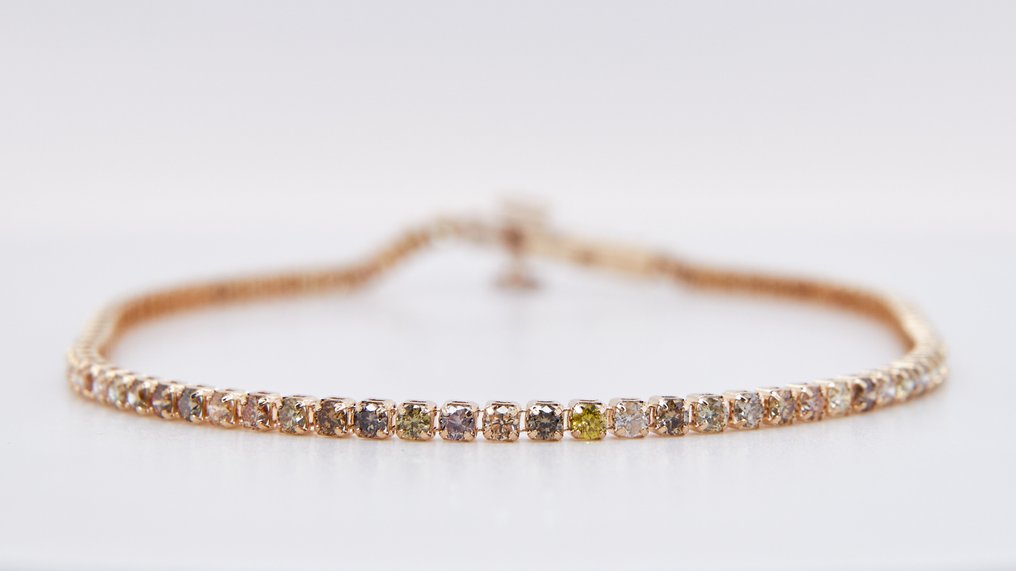 没有保留价 - 手镯 - 18K包金 黄金 -  1.78ct. tw. 钻石 (经彩色处理) #1.0