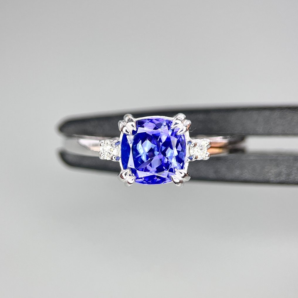 Inel - 14 ct. Aur alb Tanzanite - Diamant #3.2