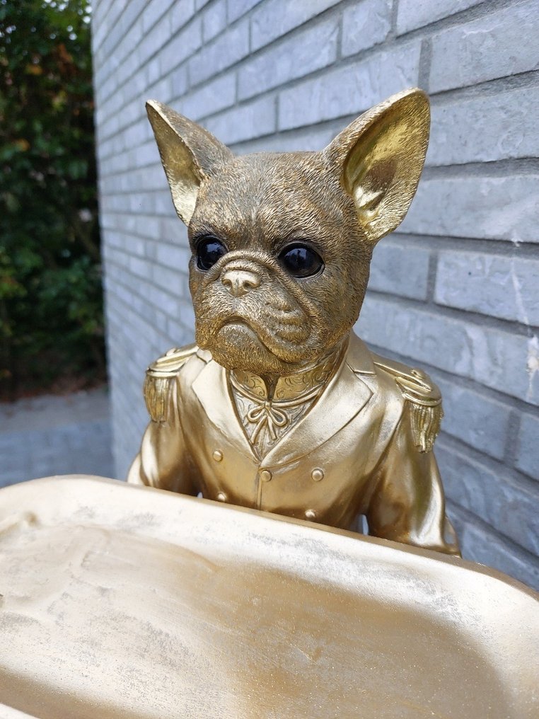 Statue, french buldog as budhler with plateau - 50 cm - højkvalitets polyresin #1.0