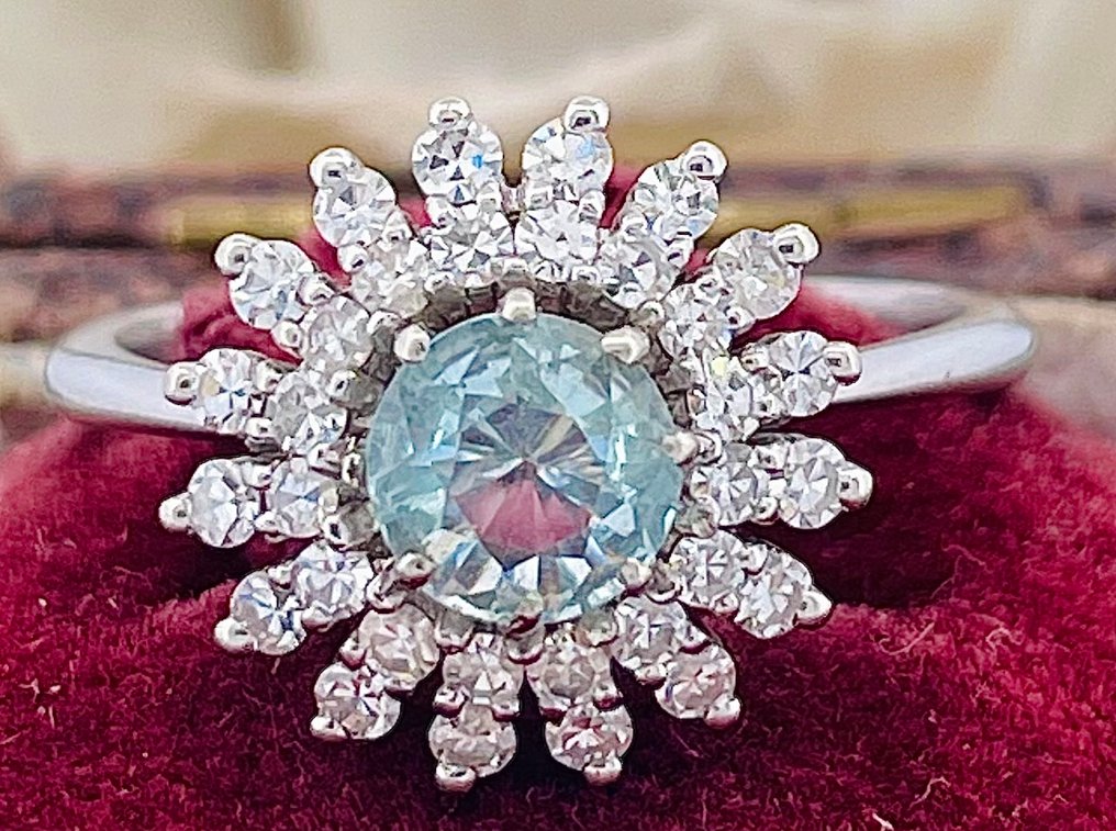 Δαχτυλίδι - 18 καράτια Λευκός χρυσός Ακουαμαρίνης - Διαμάντι #1.0