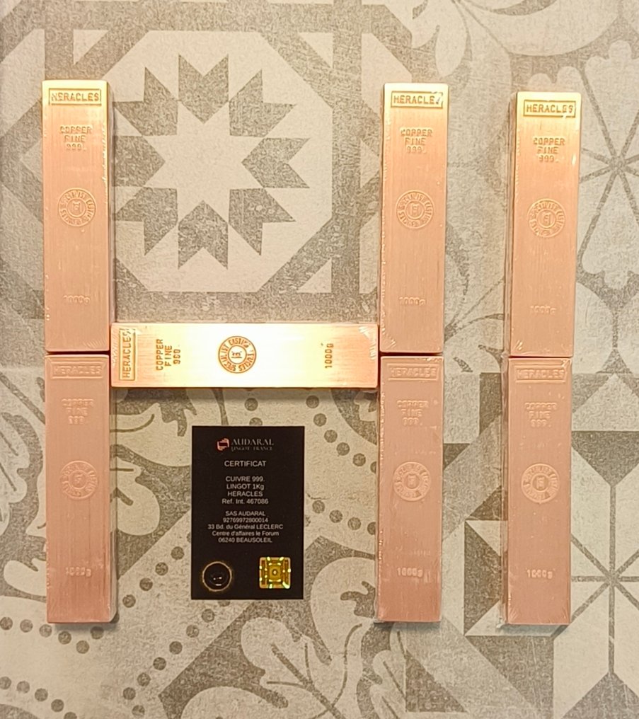 7 kilograms .999 - Copper - Fonderie Heracles - France - Selado, Com certificado  (Sem preço de reserva) #1.0