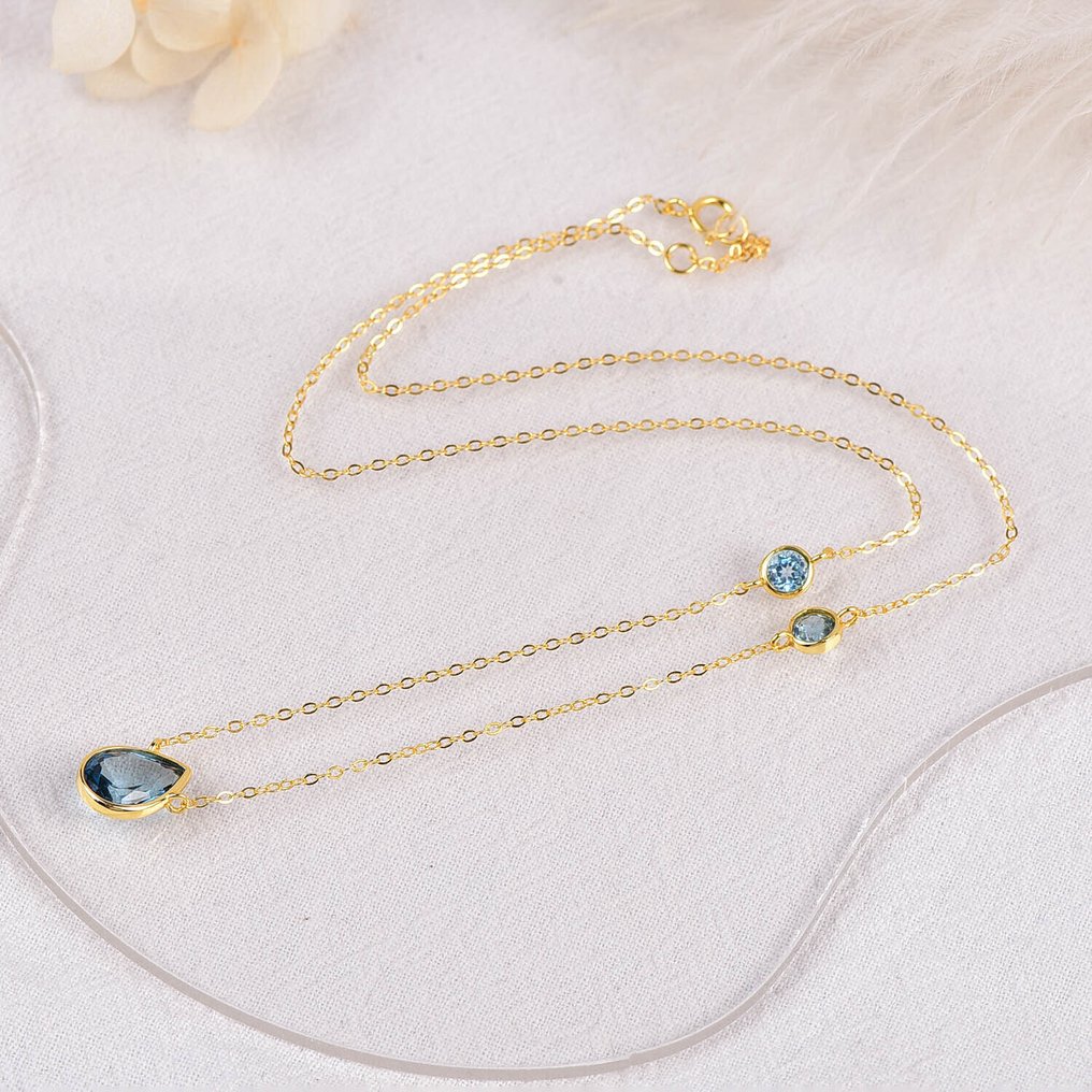 没有保留价 - 项链 银 - Topaz - 认证 #4.3