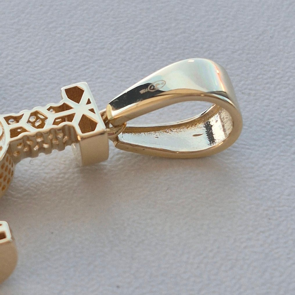 Pendentif en forme de croix - 18 carats Or jaune - Pendentif Hip Hop #2.1
