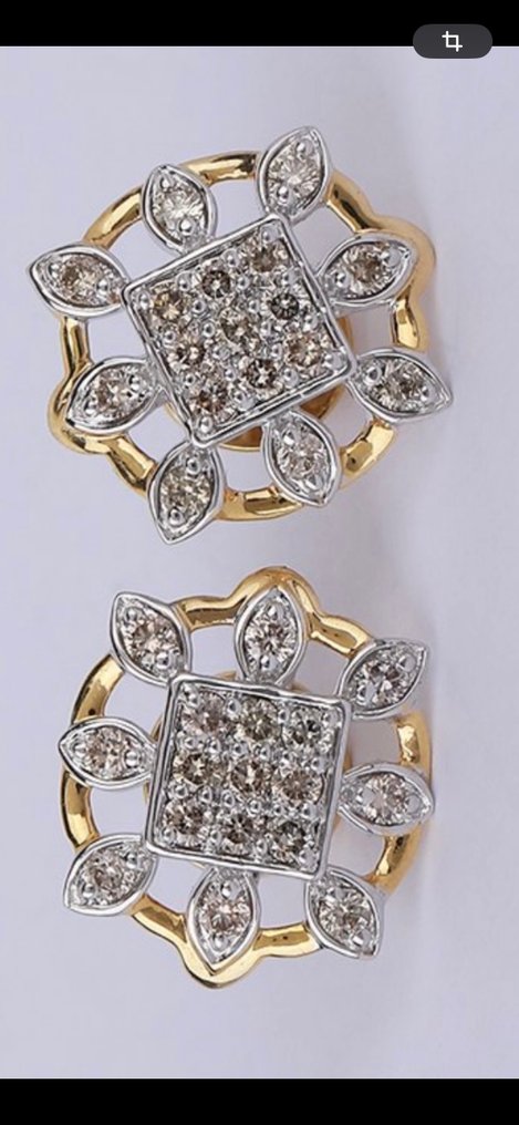 小型钉状耳环 - 14K包金 黄金 -  0.68ct. tw. 钻石 (天然) #2.1