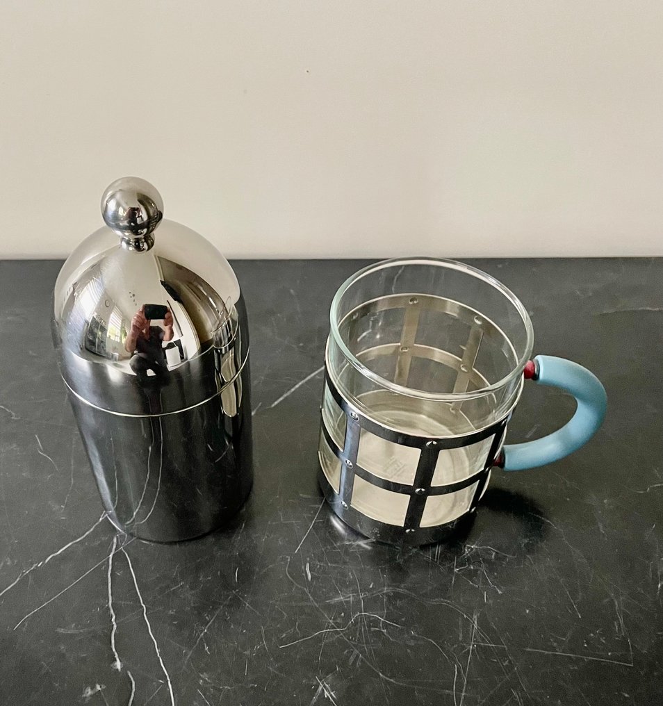 Alessi - Michael Graves, Aldo Rossi - Krus (2) - Stål, Glass - Kopp og sukkerkopp #1.0