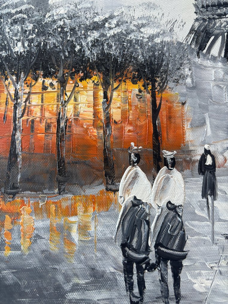 Sam Burnet (1969) - Ballade dans Paris Huile sur Toile #2.1