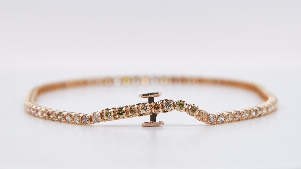 没有保留价 - 手镯 - 18K包金 黄金 -  1.78ct. tw. 钻石 (经彩色处理) #3.2