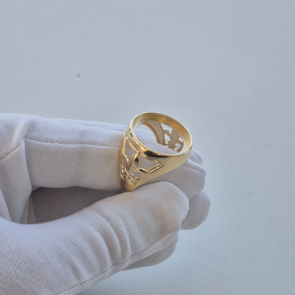 Bague - 18 carats Or jaune - Fleur de Lyse porte pièce #2.1
