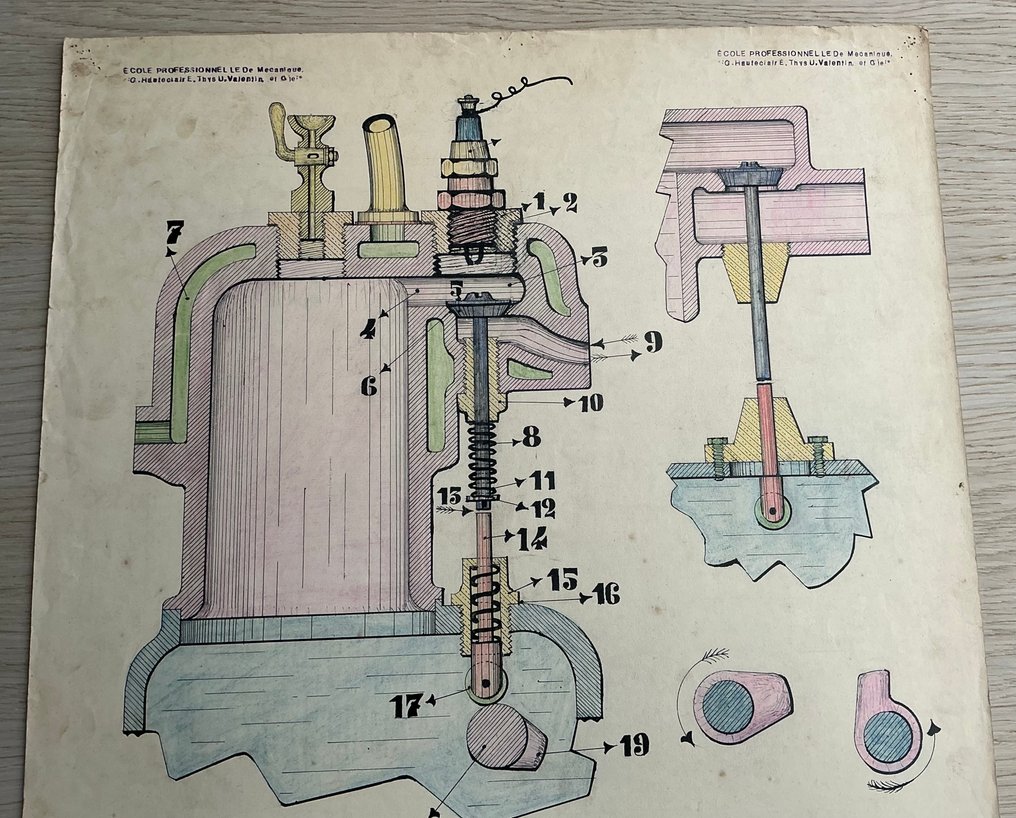 Ulysse Valentin - Originele technische tekening – “Soupape et distribution d’un moteur” c1910/20 #4.3
