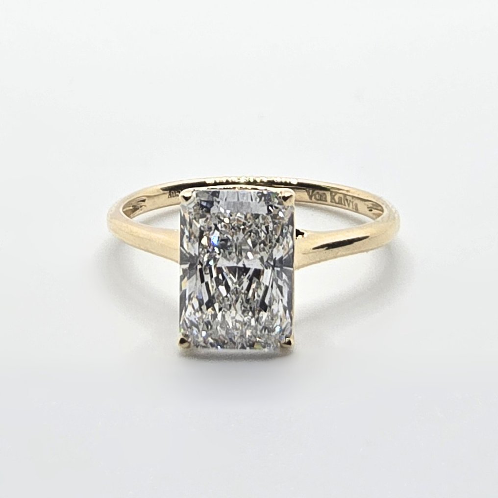 Bague - 14 carats Or jaune -  2.01ct. tw. Diamant (Cultivé en laboratoire) - CERTIFIÉ #1.0