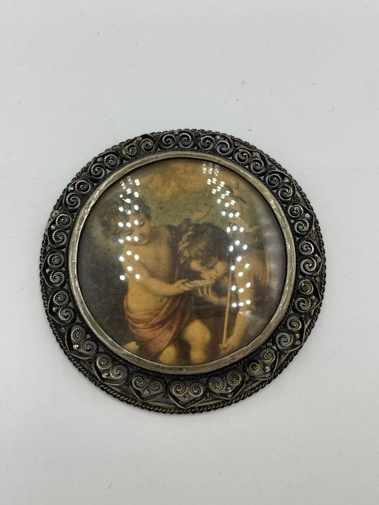 Ei pohjahintaa - Rintaneula Hopea - Hopeanvärinen DIPINTO IN ARGENTO 800 #1.0