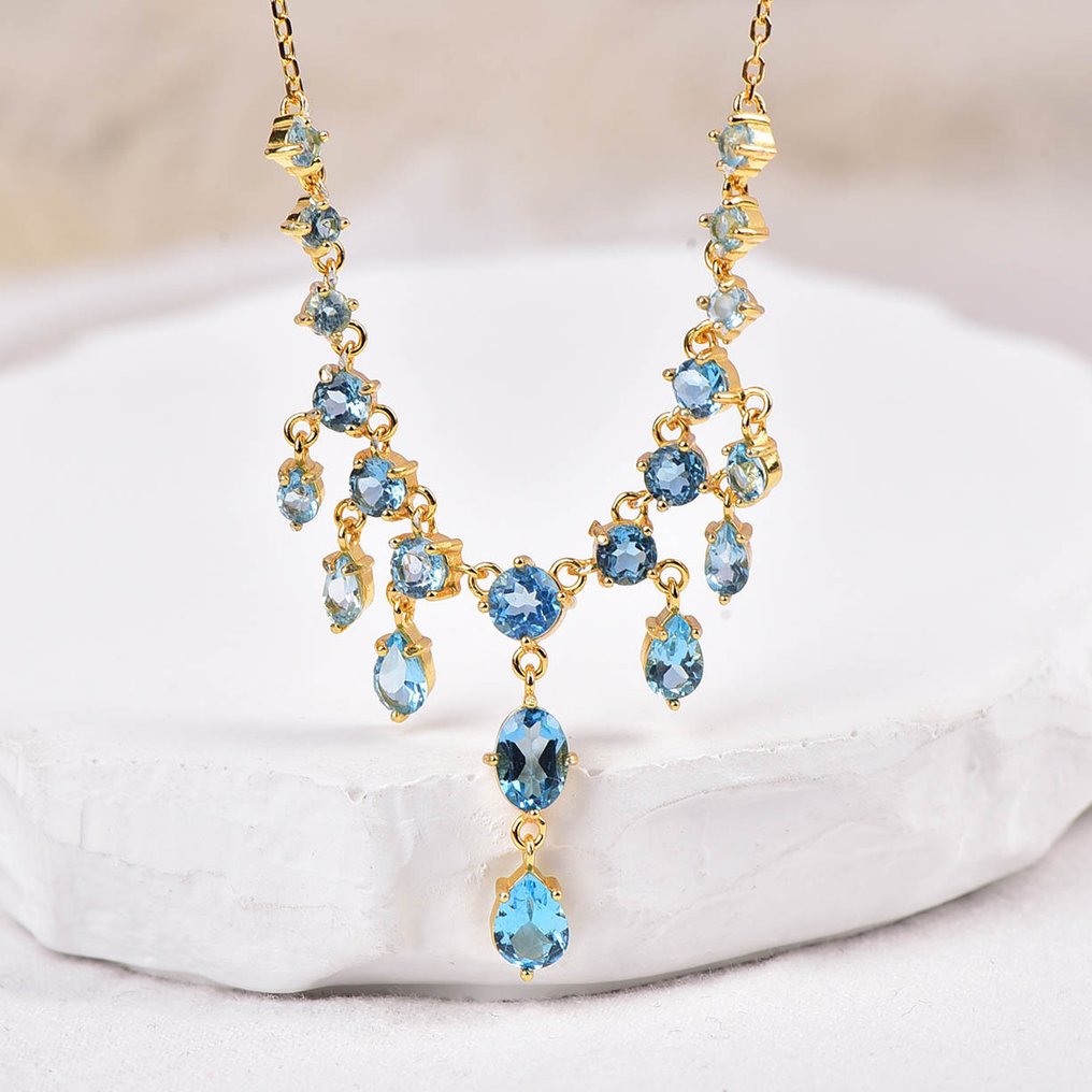 Senza Prezzo di Riserva - Collana Argento - Topaz - Certificato #3.2