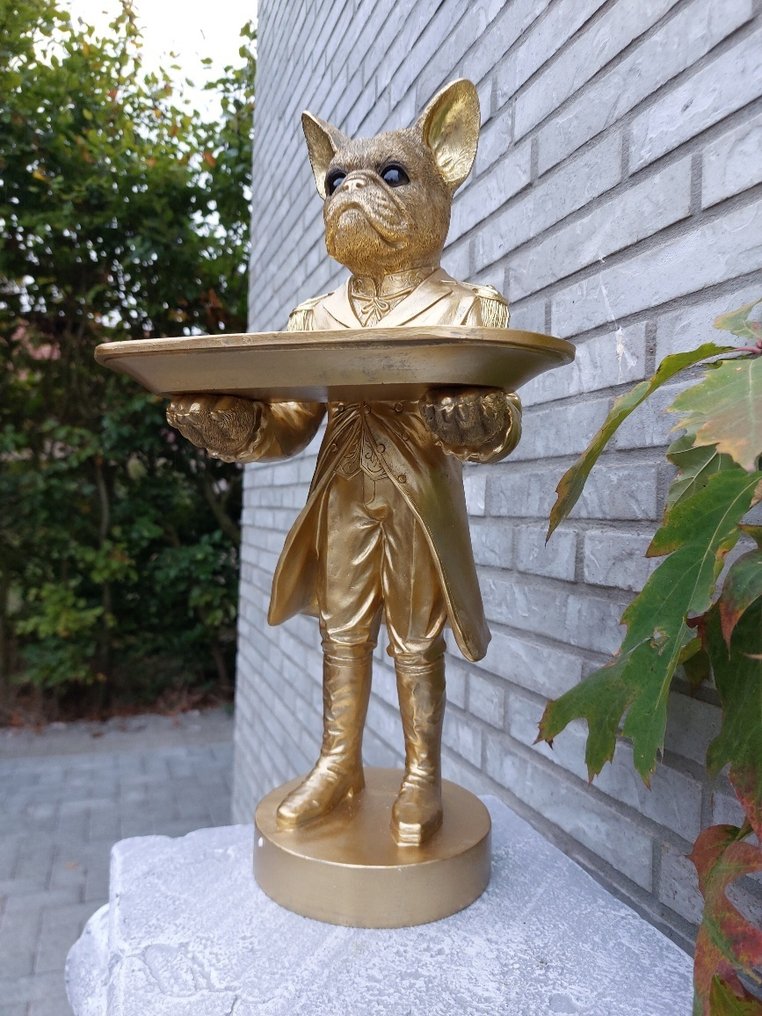 Statue, french buldog as budhler with plateau - 50 cm - højkvalitets polyresin #3.2