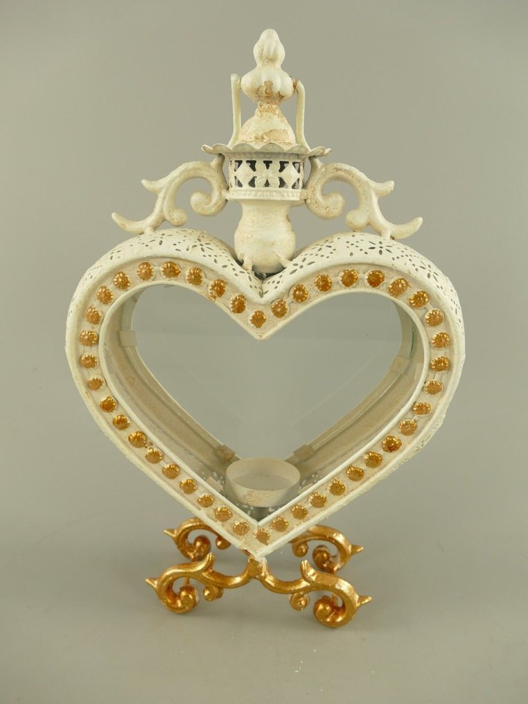 Φανάρι - Γυαλί, Μέταλλο - Κηροπήγιο σε σχήμα καρδιάς #1.0