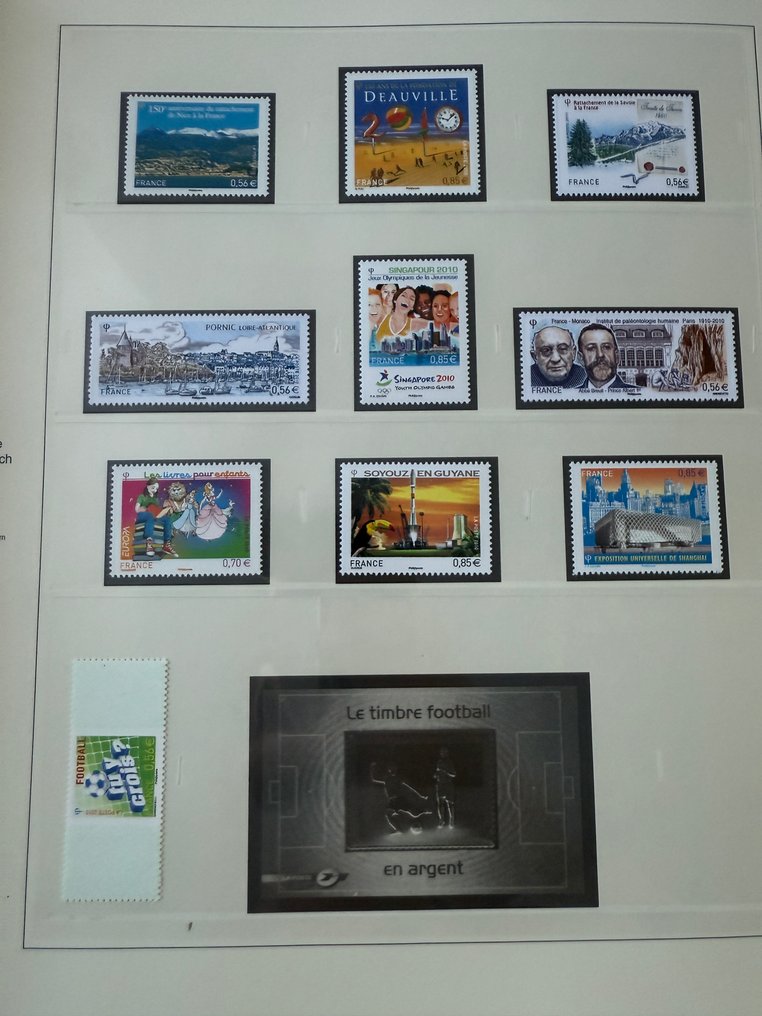 France - Full year 2010 stamps in MINT ** condition, without hinges on SAFE sheets (included). #3.2