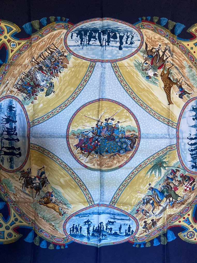 Hermès - " Cavaliers Peuls" par Jean de Fougerolles 1993, jamais réédité - Écharpe #2.1