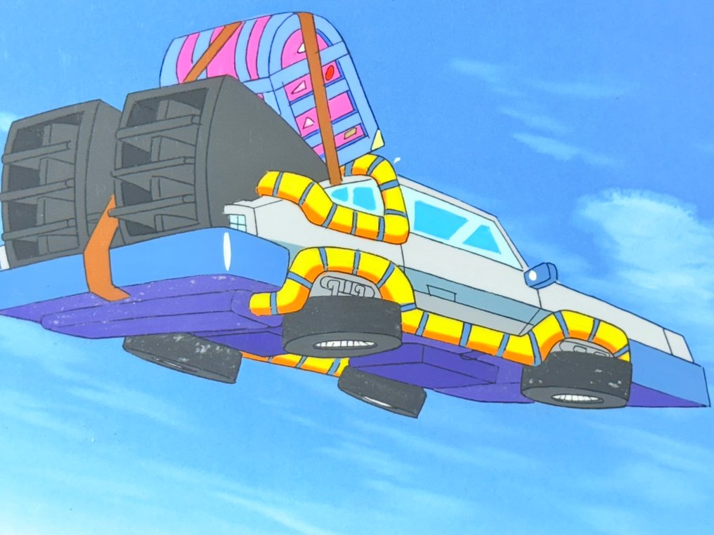 Universal Cartoon Studios - Eredeti animációs cel és rajz a DeLoreanról, háttérrel. - Back to the Future (TV series) #1.0