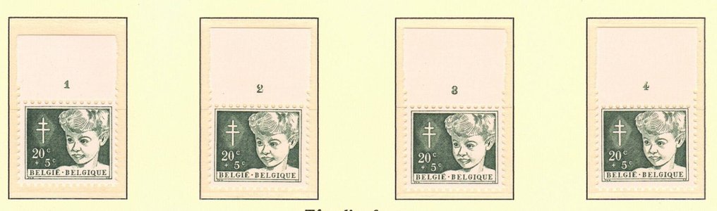 比利时 1954 - 包含4个编号的完整系列——极少提供。 - OBP 955/960 #2.1