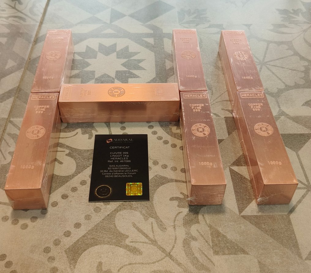 7 kilograms .999 - Copper - Fonderie Heracles - France - Selado, Com certificado  (Sem preço de reserva) #1.0