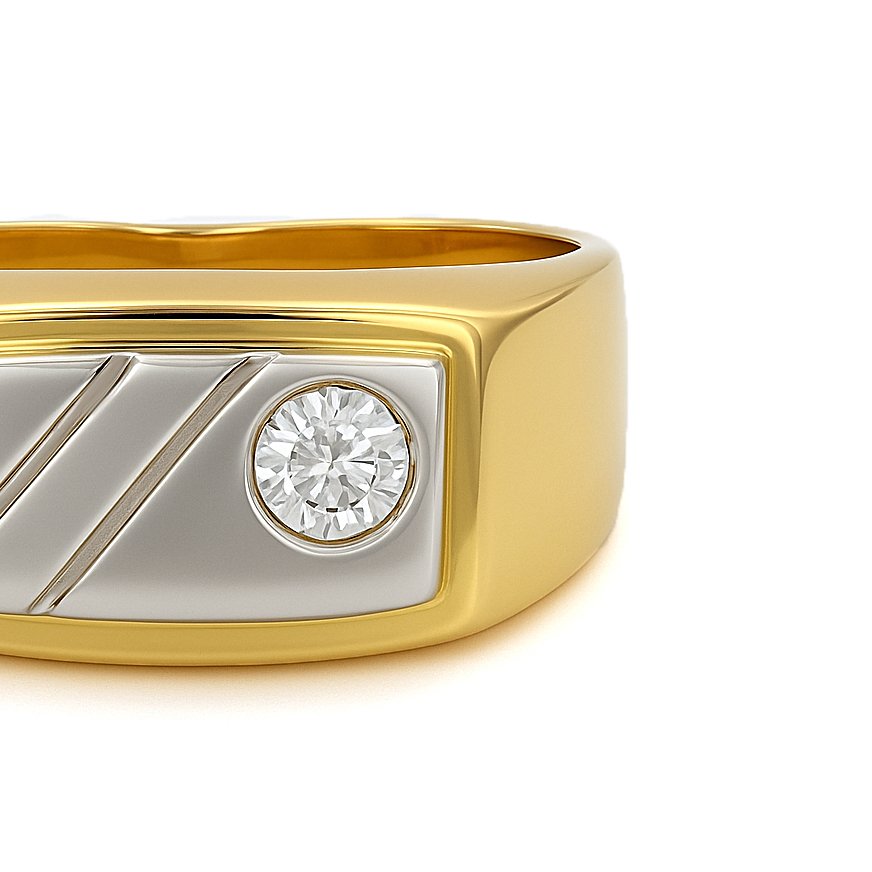 Bague - 18 carats Or blanc, Or jaune - 0.08ct. tw. Diamant (Naturelle) #3.2