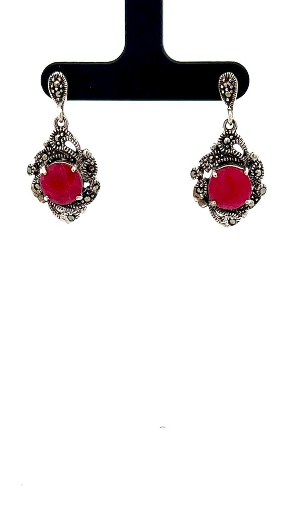 Sem preço de reserva - Brincos Prata - 3.00ct. tw. Rubi - Rubi #1.0