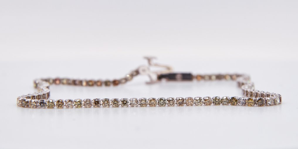 χωρίς τιμή ασφαλείας - Βραχιόλι - 18 καράτια Λευκός χρυσός - 1.86ct. tw. Διαμάντι (Φυσικού χρώματος) #1.0