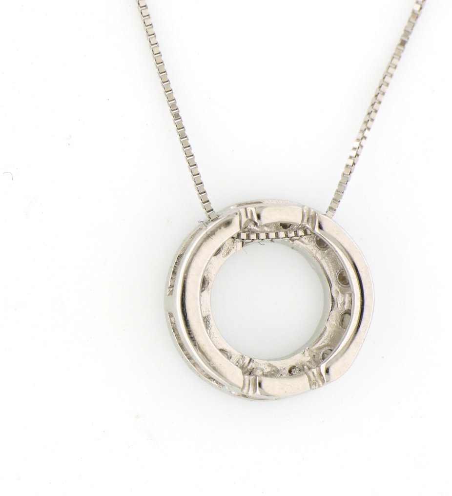 Sem preço de reserva - Colar com pingente - 18 K Ouro branco - 0.12ct. tw. Diamante (Natural) #4.3