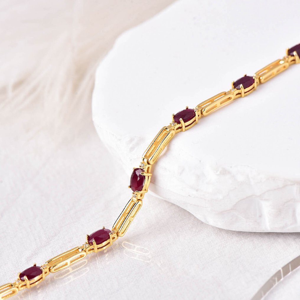 Senza Prezzo di Riserva - Bracciale Argento - Ruby - Certificato #1.0