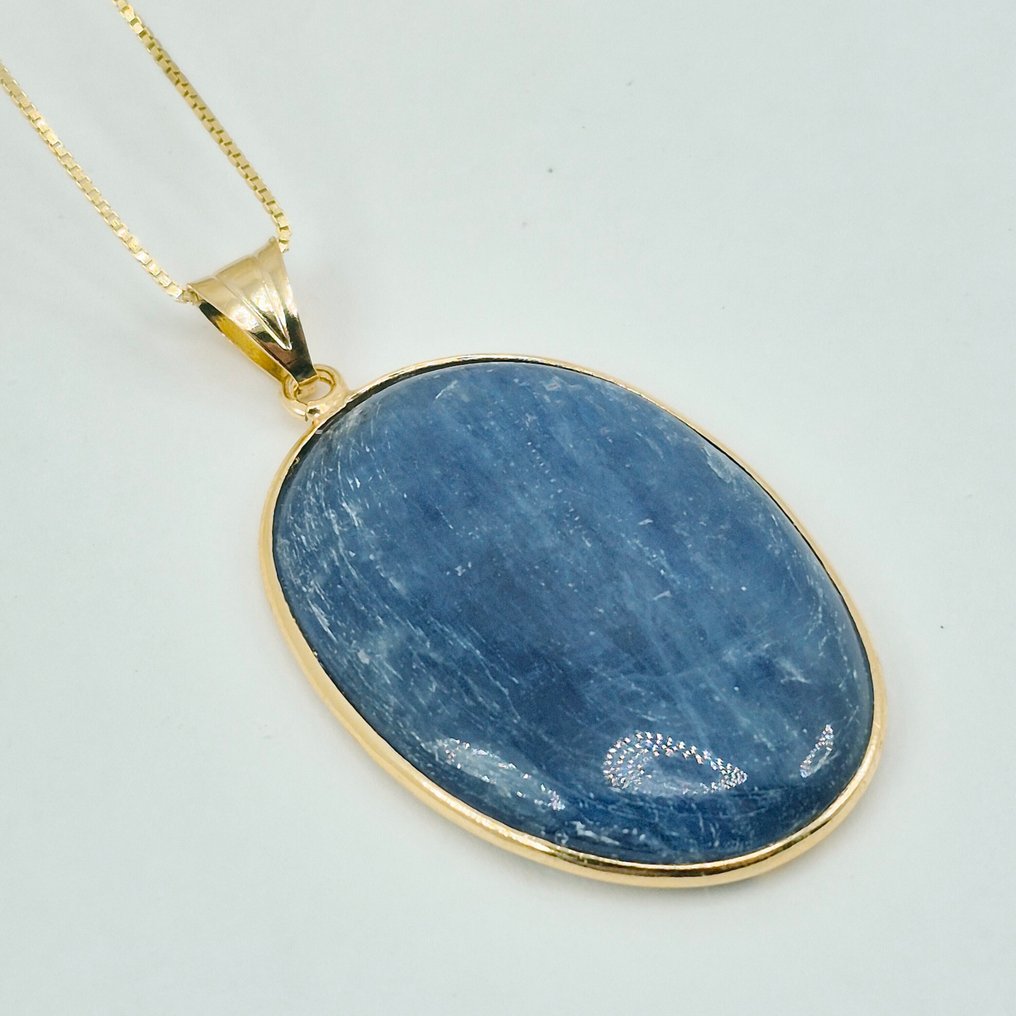 银, Gold-plated - 吊坠项链 - 天然蓝色青金石 #3.2