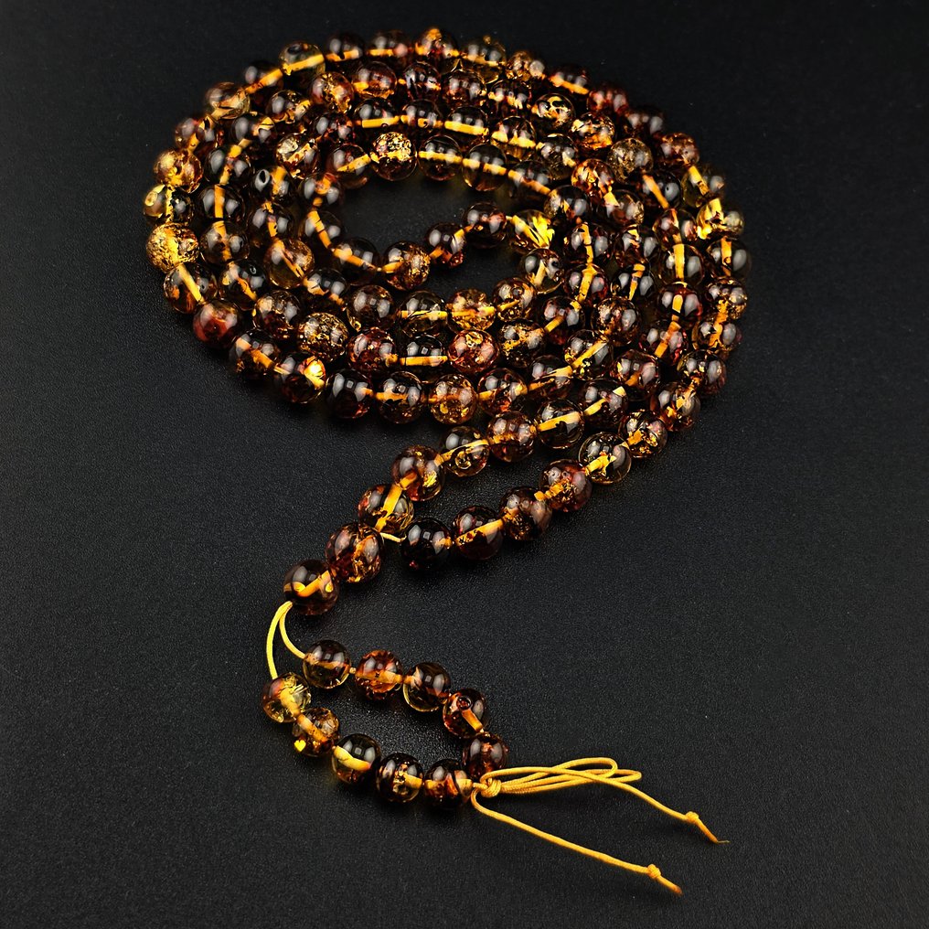 真正的波罗的海琥珀108 玛拉珠,瑜伽与冥想项链,蜂蜜化石宝石 - 琥珀 (没有保留价) #1.0