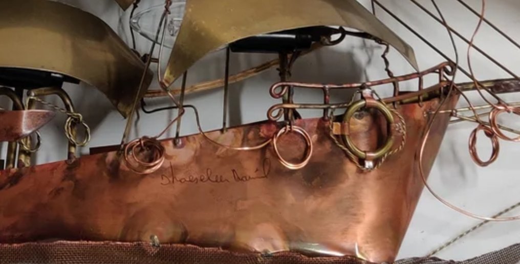 Daniel D'Haeseleer - jos d'haeseleer - Scultura, Koepren zeilboot - 60 cm - Rame - 1970 #3.2