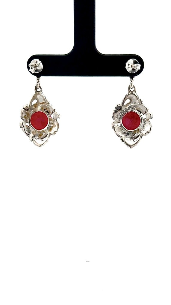 Sem preço de reserva - Brincos Prata - 3.00ct. tw. Rubi - Rubi #3.2