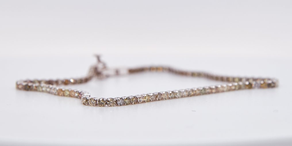 χωρίς τιμή ασφαλείας - Βραχιόλι - 18 καράτια Λευκός χρυσός - 1.86ct. tw. Διαμάντι (Φυσικού χρώματος) #1.0