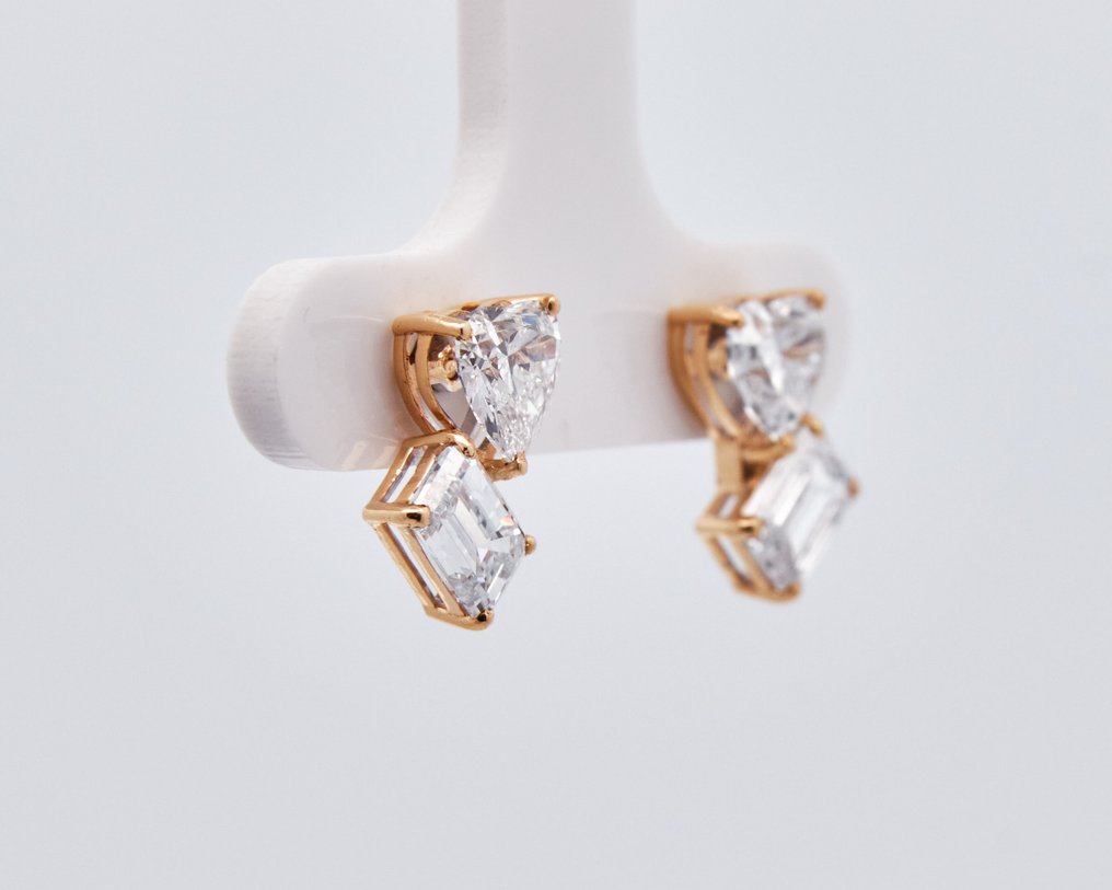 没有保留价 - 耳环 - 14K包金 黄金 -  2.86ct. tw. 钻石 (实验室培育) #1.0