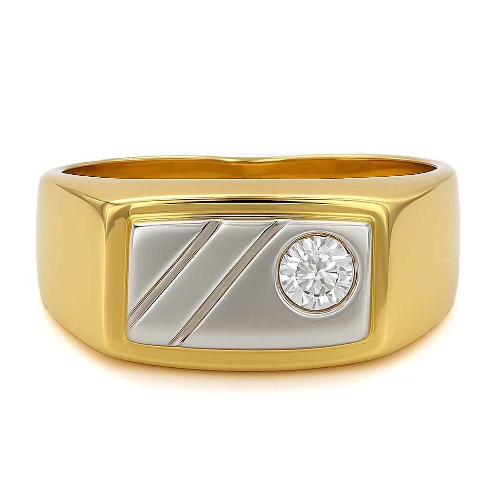 Bague - 18 carats Or blanc, Or jaune - 0.08ct. tw. Diamant (Naturelle) #4.3