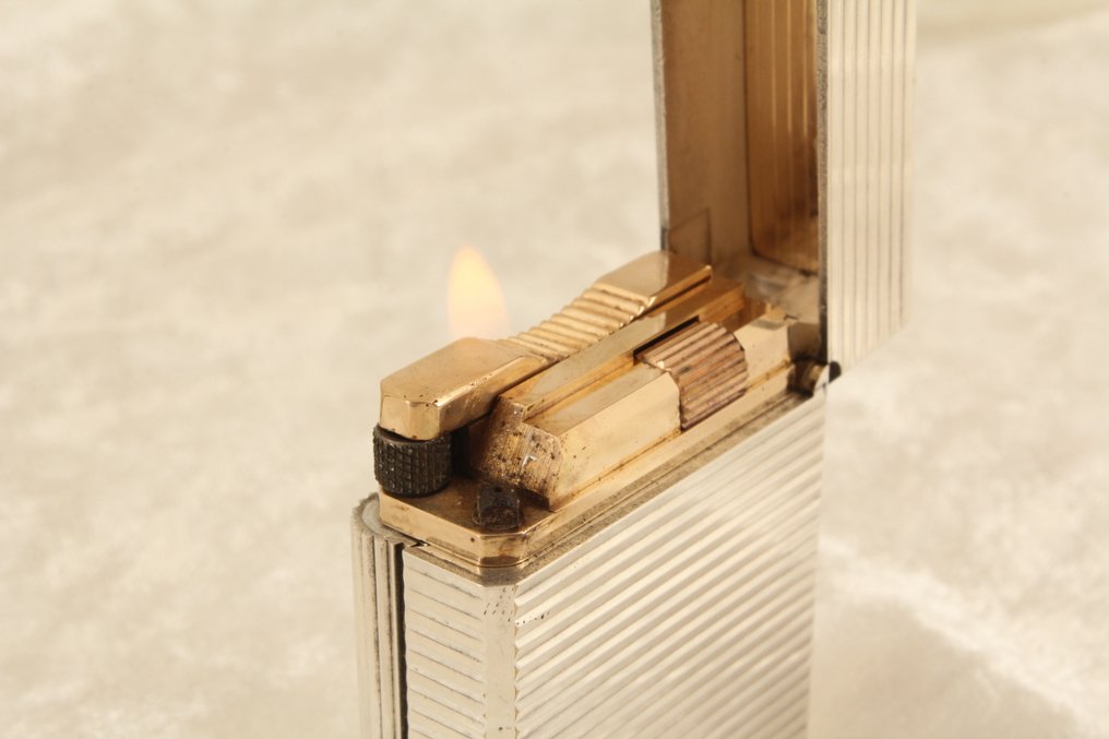 S.T. Dupont - Ligne Line 1 Short Gas Lighter pinstripe pattern - Αναπτήρας τσέπης - Gold plated #1.0