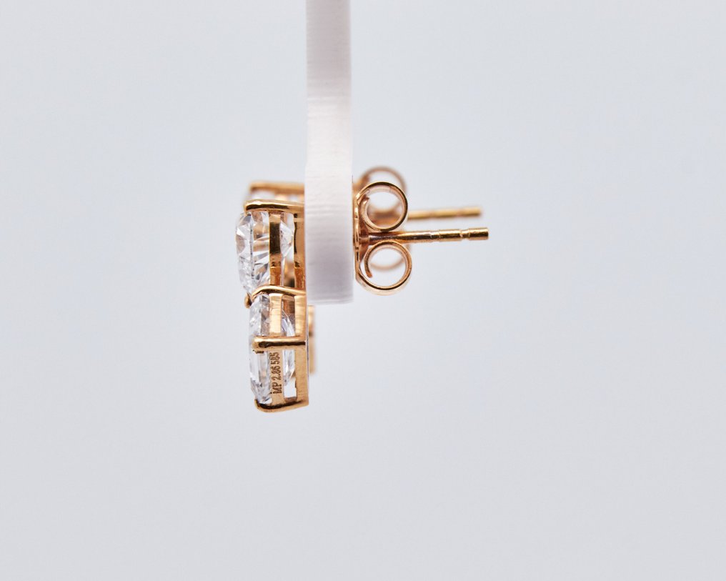 没有保留价 - 耳环 - 14K包金 黄金 -  2.86ct. tw. 钻石 (实验室培育) #4.3