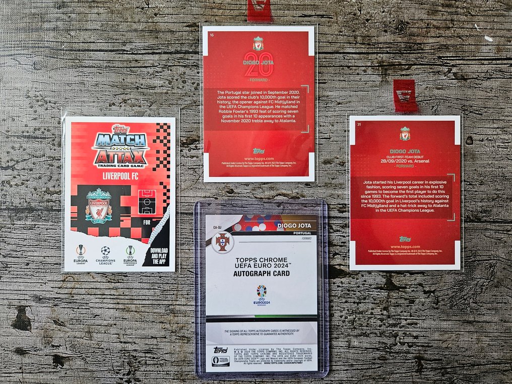 Topps Chrome UEFA Diogo Jota Κάρτα με αυτόγραφο, Encased - 4 Card - Excellent (EX) #3.2