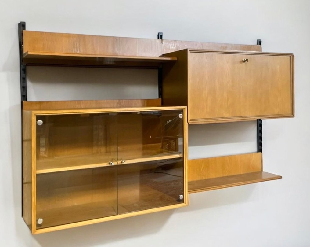 Fali polc egység - Fa, Fém, Üveg - Profil - Panel - Csoport #1.0