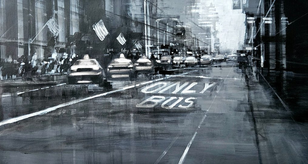 Cristina Bergoglio - Atmospheres of a street in New York II. Black and white. XL NO reserve. #1.0