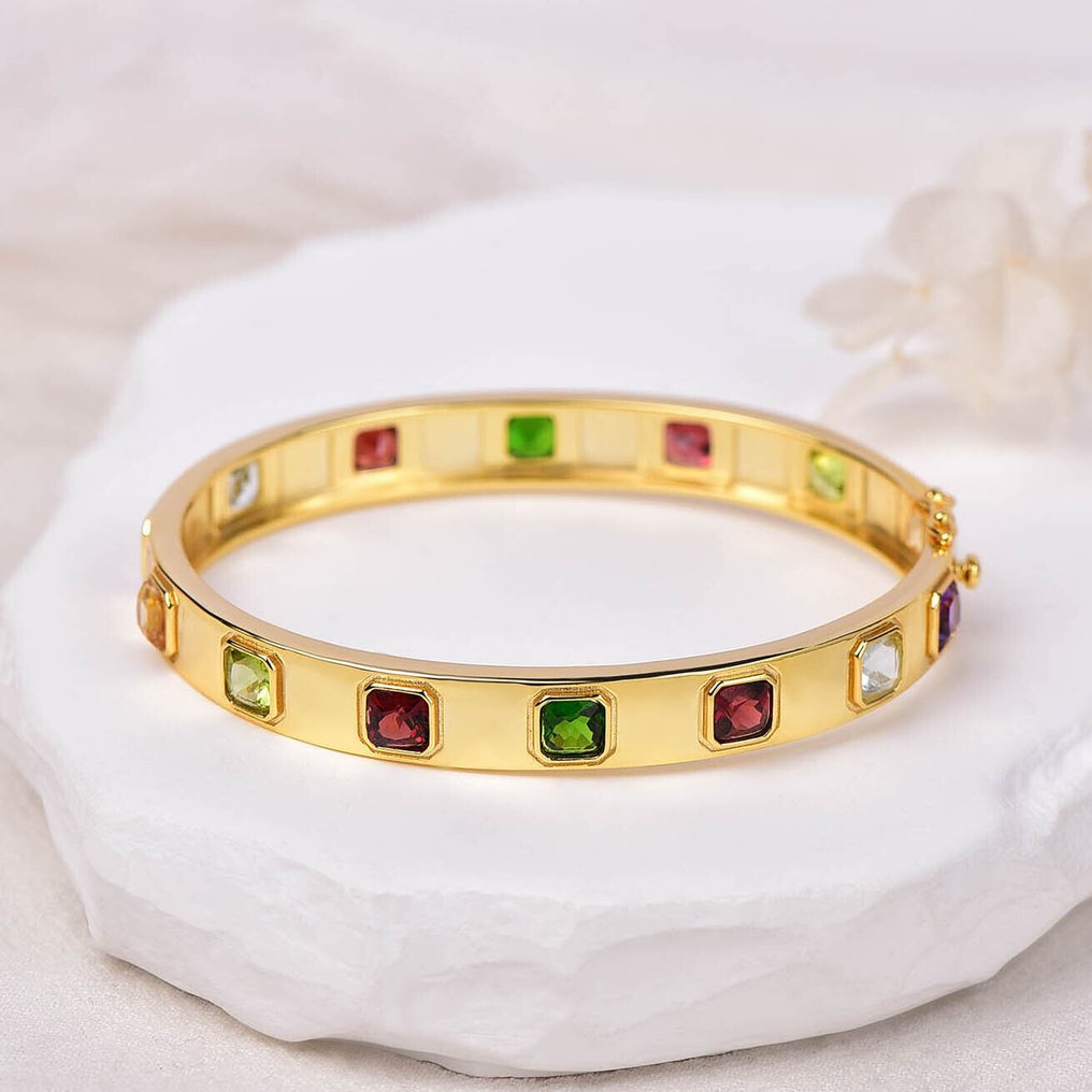 沒有保留價 - 手鈪 銀 - 混合宝石 - 认证 #3.2